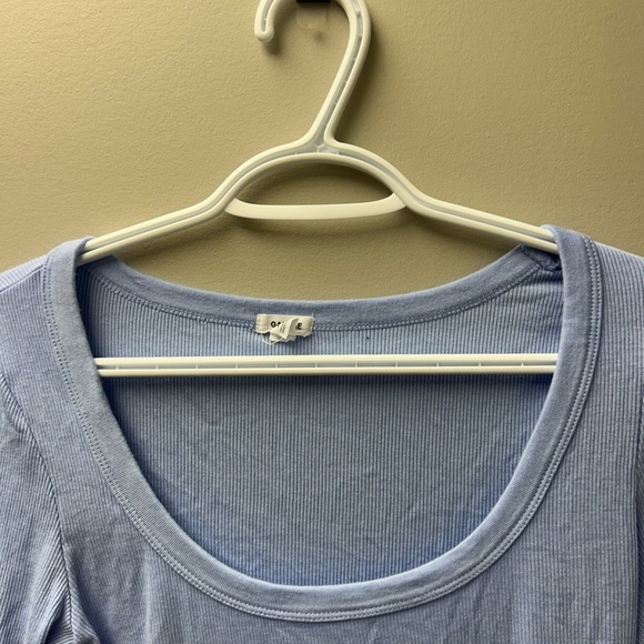 Garage Blue Ribbed Long Sleeve Scoop Neck Top - Picture 2 of 4